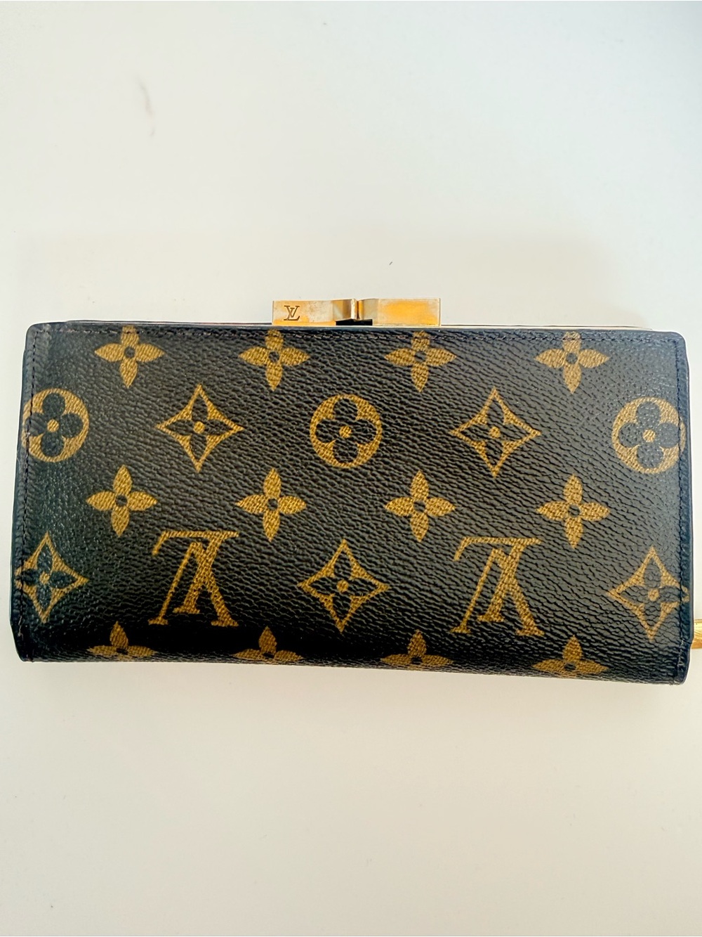 Vintage Louis Vuitton Monogram Coated Canvas Wallet  with Gold Hardware